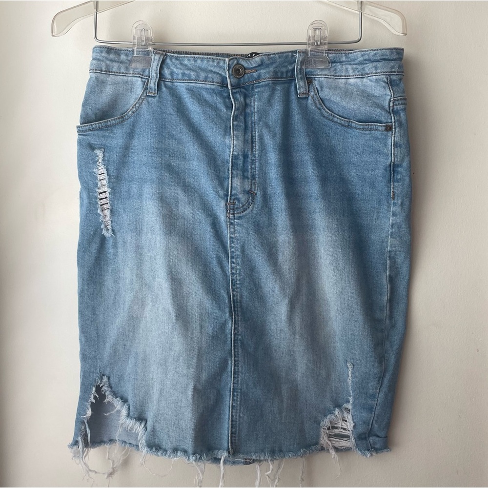 Distressed Denim Skirt